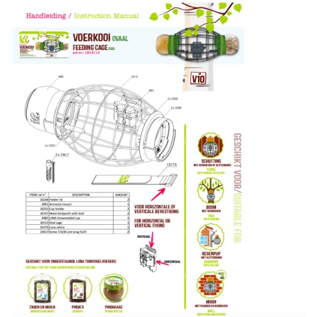 Mangeoire Lona "Voerkooi V10" - Vert - 32x15cm - Image 2